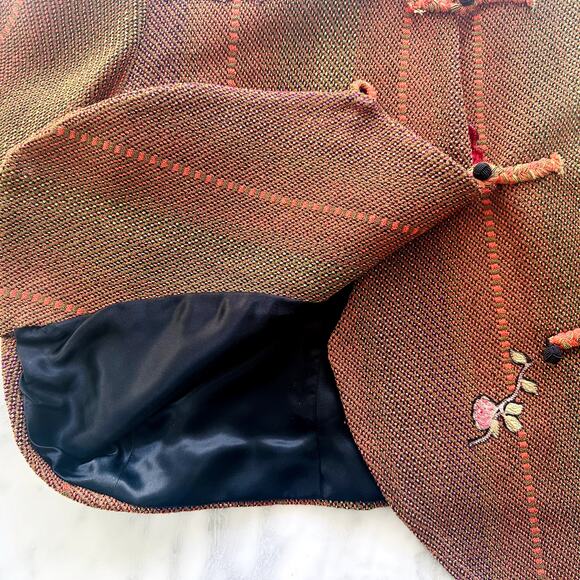 Deborah Cross Custom Tapestry Jacket Size Small/Med Rust Red Roses One of a Kind - Picture 4 of 6